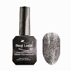 Esmalte em Gel Glitter Refletivo -Real Love 17 glitter preto