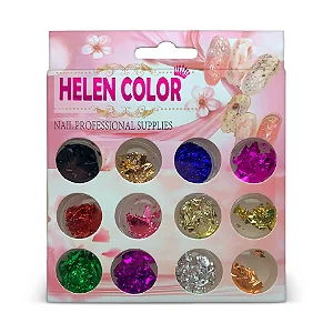 Kit 12 Folha de Ouro Colorida Decoração