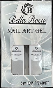 kit 2 esmaltes ponta fina prata bella rosa