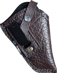 .38 .357 Cano 1,5 e 2" Duplo Porte Cabeça de Búfalo Café Coldre Couro P Revólver