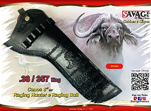 .357 Cano 8" 3,8' Externo Javali Cerca Preto Coldre Revólver