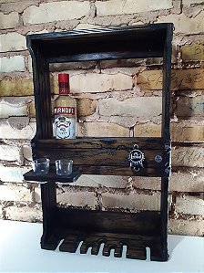 Barzinho Porta Espetos Com Abridor Rústico