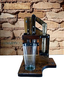 Kit Caipirinha Com Tábua Faca Copo De Vidro