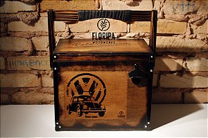 Cooler de Madeira Rústico Fusca- 13 Litros