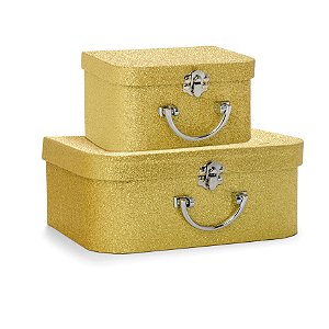 MALETINHA RIGIDA GLITTER DOURADO M - UN X 1