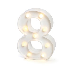 LUMINOSO C/LED BRANCO NUMERO 8 - UN X 1