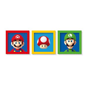 QUADRO MOLDURA SORT SUPER MARIO C/3 - UN X 1