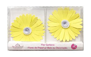 FLOR PAPEL GERBERA C/2 AMARELO CLARO - UN X 1