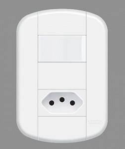 Interruptor simples e tomada PAD 2P + T 10A Blanc+