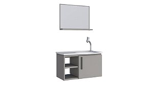 Kit Banheiro Aço Caju 60 Cinza