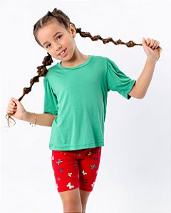 Camiseta Manga Fofinha Verde