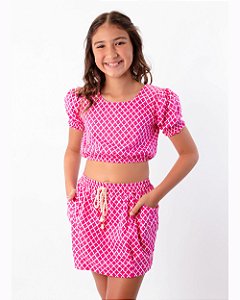 Conjunto Blusa Fofinha e Short Saia