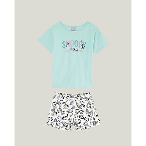 Pijama Malwee Infantil Menina Manga Curta Snoopy