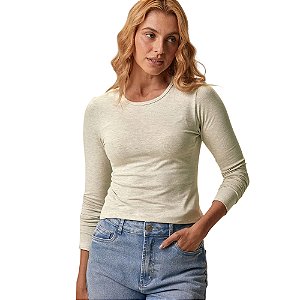 Blusa Malwee Manga Longa em Cotton Light