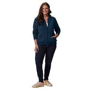 Jaqueta Malwee Manga Longa em Moletom Flanelado Plus Size