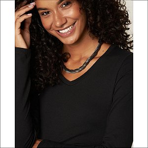 Blusa Malwee Manga Longa em Cotton Light