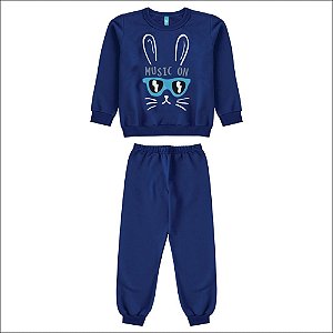 Pijama Malwee Infantil Menino Manga Longa em Moletom Flanelado