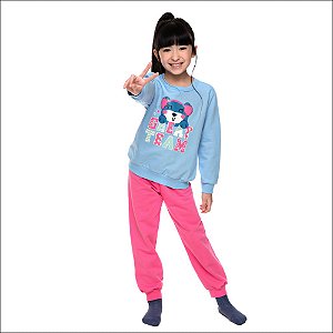 Pijama Malwee Infantil Menina Manga Longa em Moletom Flanelado