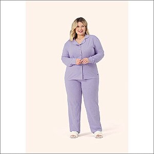 Pijama Lua Encantada Manga Longa com Abertura Plus Size