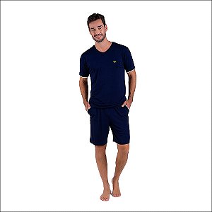Pijama Podiun Masculino Manga Curta Plus Size em Viscolycra