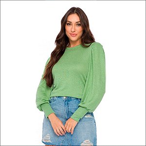 Blusa Doce Trama Manga Longa em Tricô