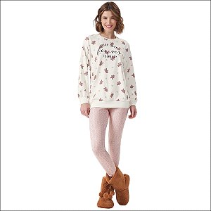Pijama Cor com Amor Manga Longa Moletom com Legging