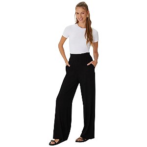 Calça Malwee Wid Leg em Viscose Stretch