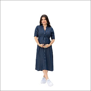 Vestido A Gestante Midi Jeans