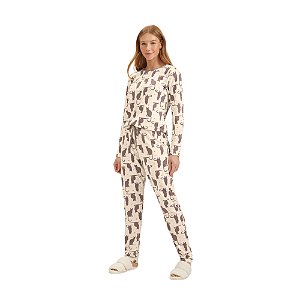 Pijama Cor Com Amor Manga Longa