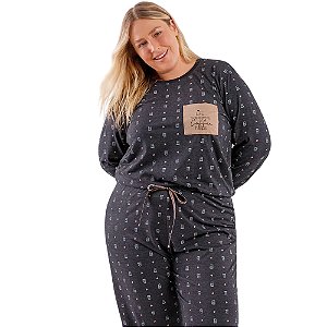 Pijama Cor Com Amor  Feminino Manga Longa Plus Size