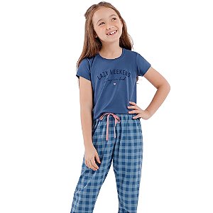 Pijama Cor Com Amor Infantil Manga Curta com Calça