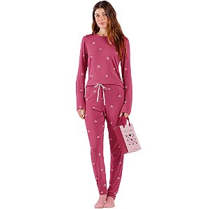 Pijama Cor Com Amor Manga Longa