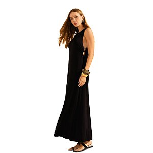 Vestido De Chelles  Detalhe Argola Malha Luz de Areia