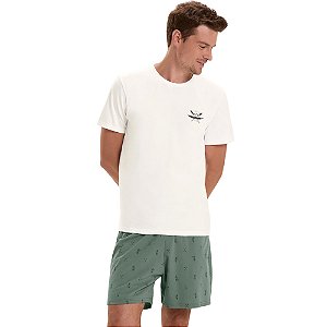 Pijama Cor Com Amor Masculino Manga Curta
