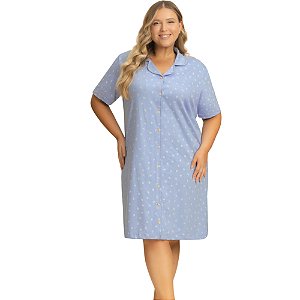Camisola Lua Encantada Manga Curta com Abertura Plus Size