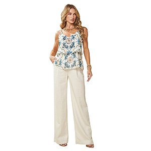 Blusa Doce Trama de Alça Fina Lusitana Estampada