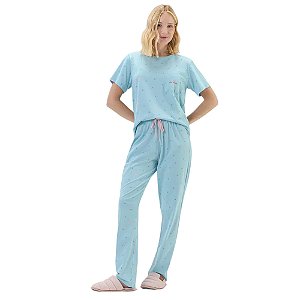 Pijama Cor Com Amor Manga Curta e Calça