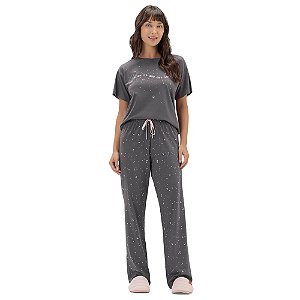 Pijama Cor Com Amor Manga Curta e Calça