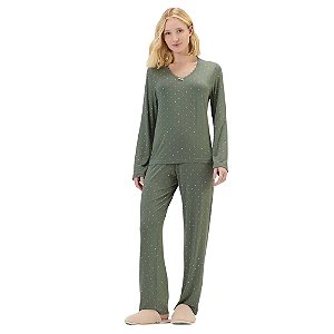 Pijama Cor Com Amor Manga Longa