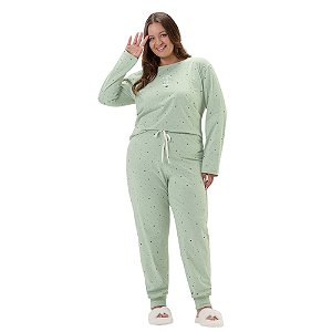 Pijama Cor Com Amor Manga Longa Plus Size