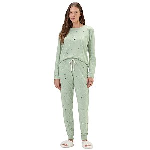 Pijama Cor Com Amor Manga Longa
