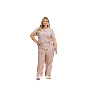 Pijama Lua Encantada Manga Curta Com Calça Plus Size