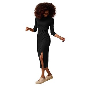 Vestido Malwee Manga Longa Canelado