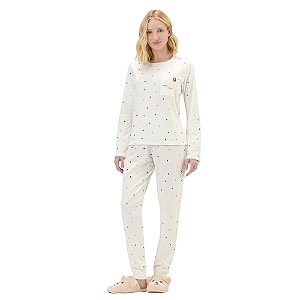 Pijama Cor Com Amor Manga Longa