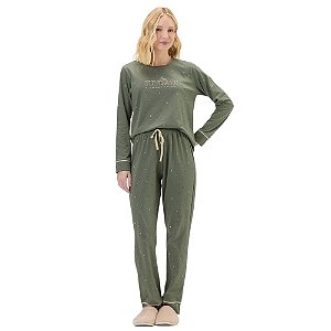 Pijama Cor Com Amor Manga Longa