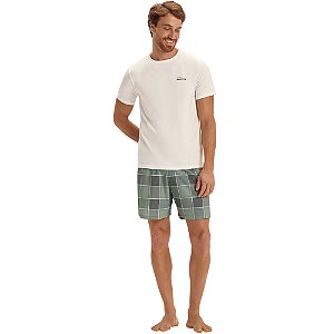 Pijama Cor Com Amor Masculino Manga Curta Com Bermuda