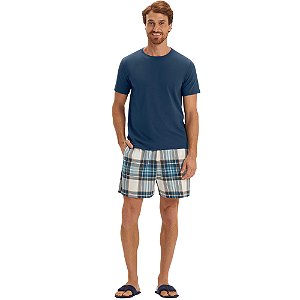 Pijama Cor Com Amor Masculino Manga Curta Com Bermuda