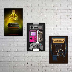 Kit 03 Quadros de videogames antigos