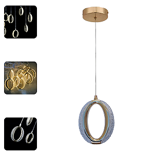 Pendente Lustre De Acrílico De 2m De Teto Com 3 Cores De Luz