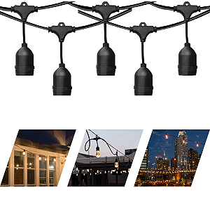 Varal De Luzes Fio De 5m Com 10 Bocais E27 Bivolt P/ Festas